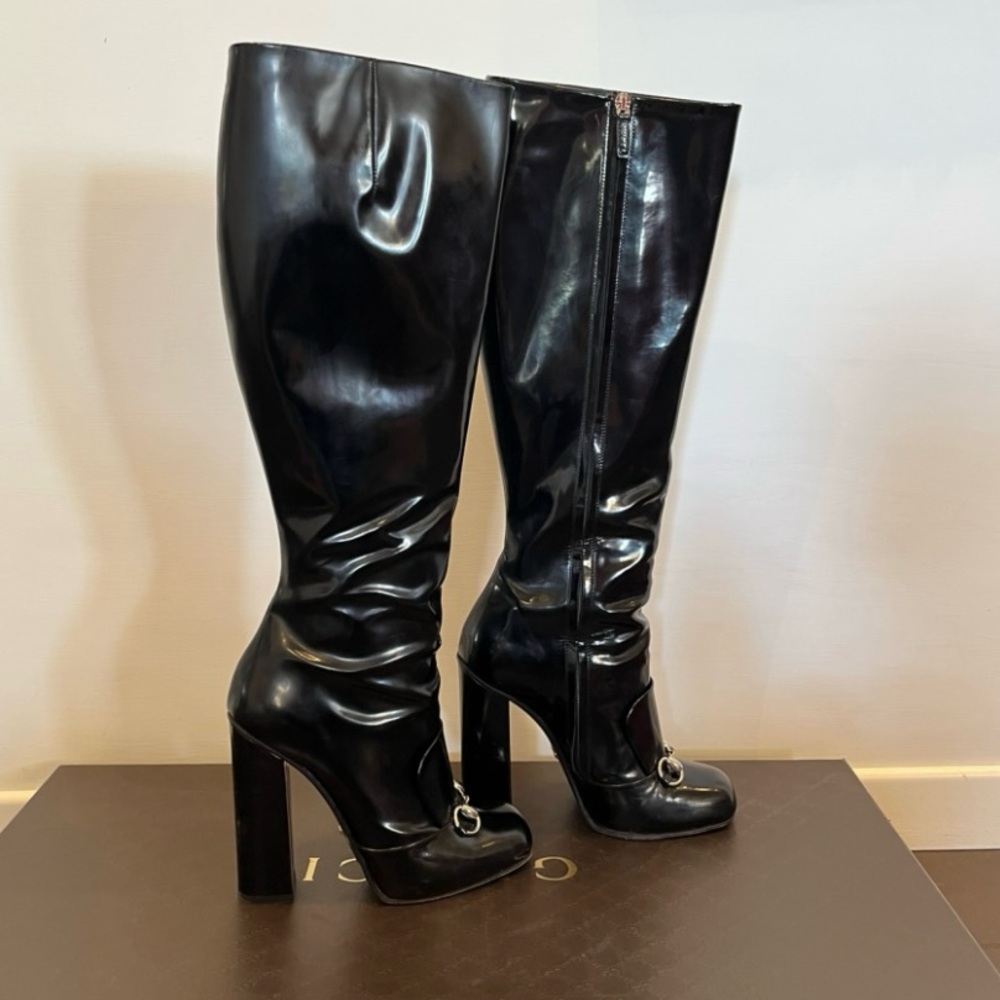 Gucci Knee High Horsebelt Patent Leather Knee High Boots -Size 6.5 fits like a 6 - Picture 6 of 10